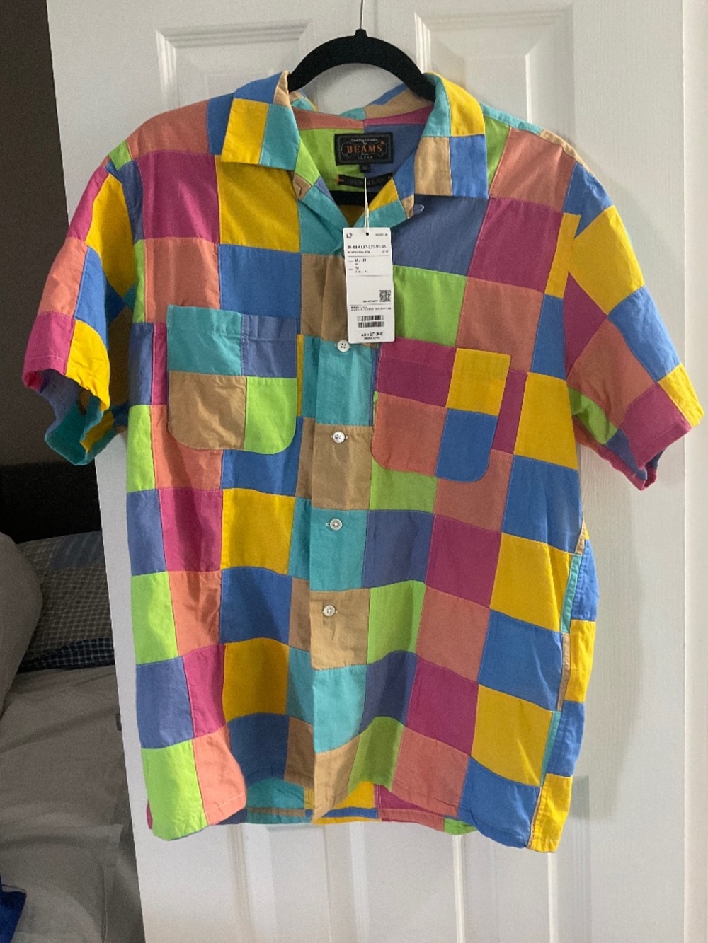 Men’s BEAMS PLUS  Open Color Voil Patchwork Made in Japan BNWT M Medium mult col